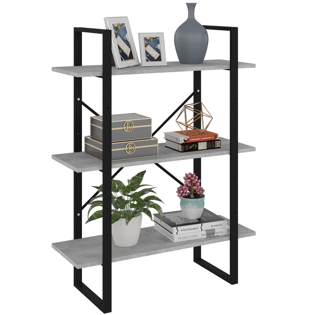 Bookshelf Concrete Grey 80x30x105 cm Wood Material