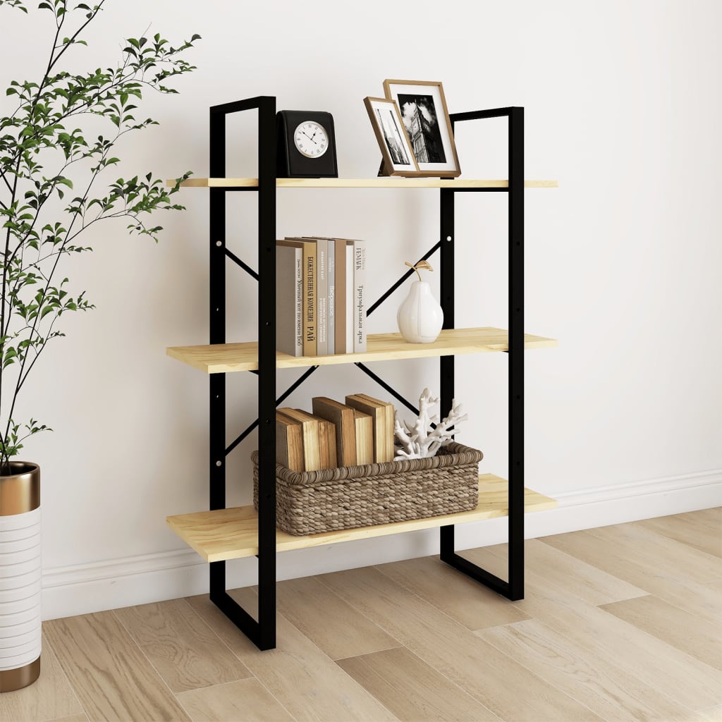 Bookcase 3 shelves 80x30x105 cm solid pine wood