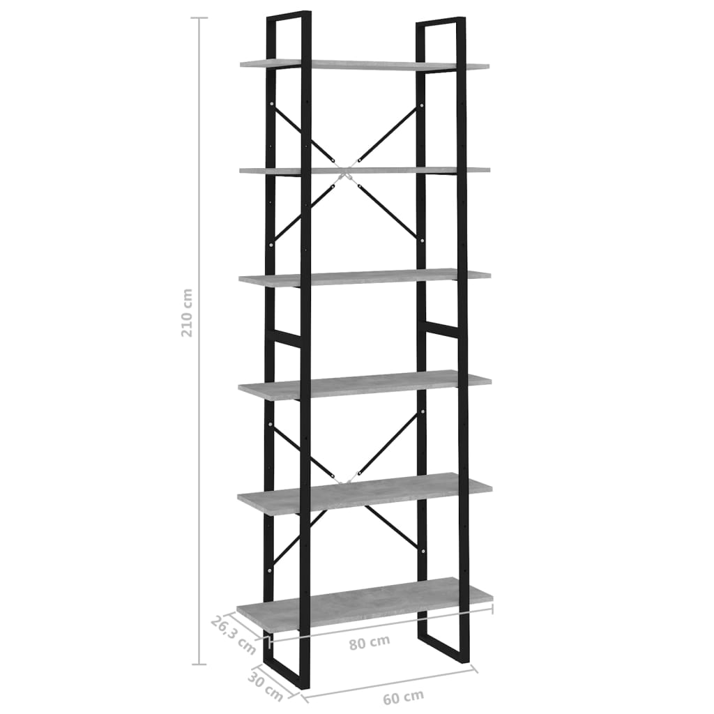 Hochschrank Betongrau 80x30x210 cm Holzwerkstoff