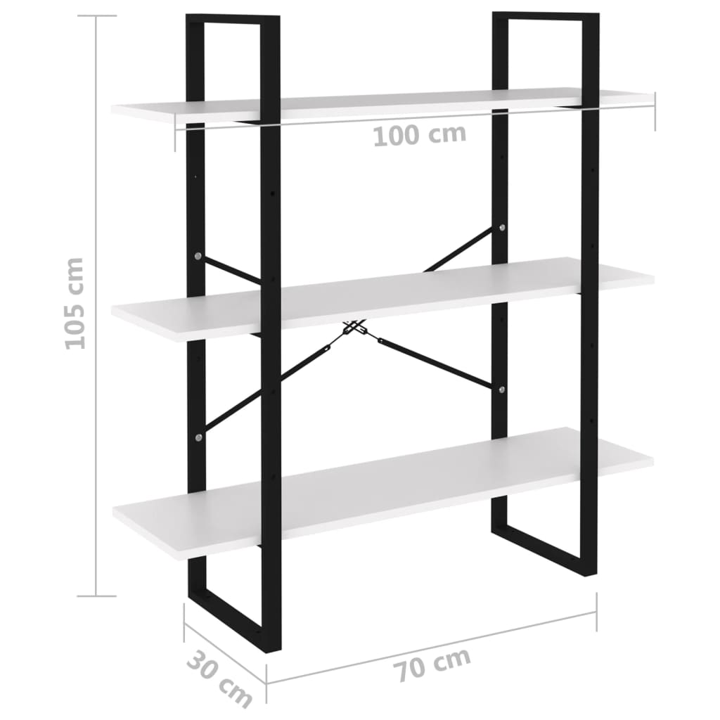 Bookshelf White 100x30x105 cm Wood Material