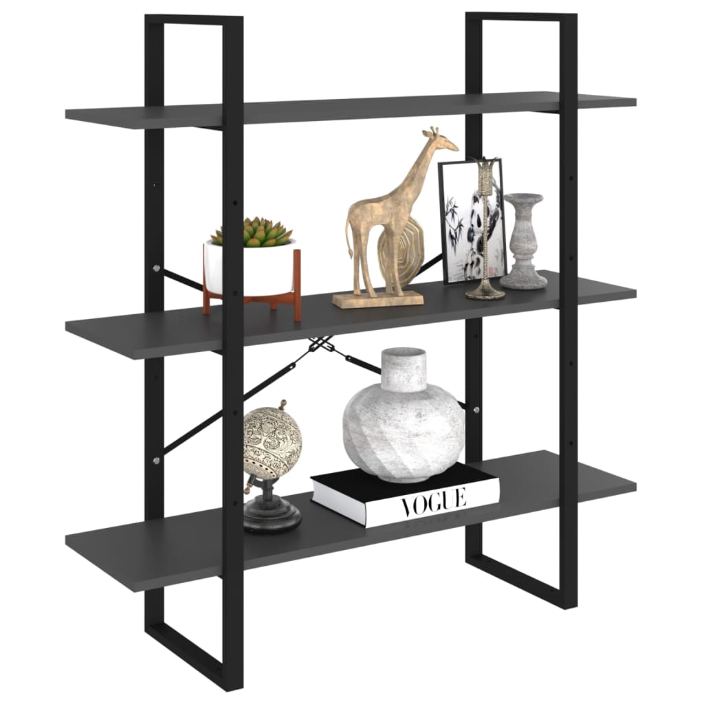 Bookshelf Grey 100x30x105 cm Wood Material