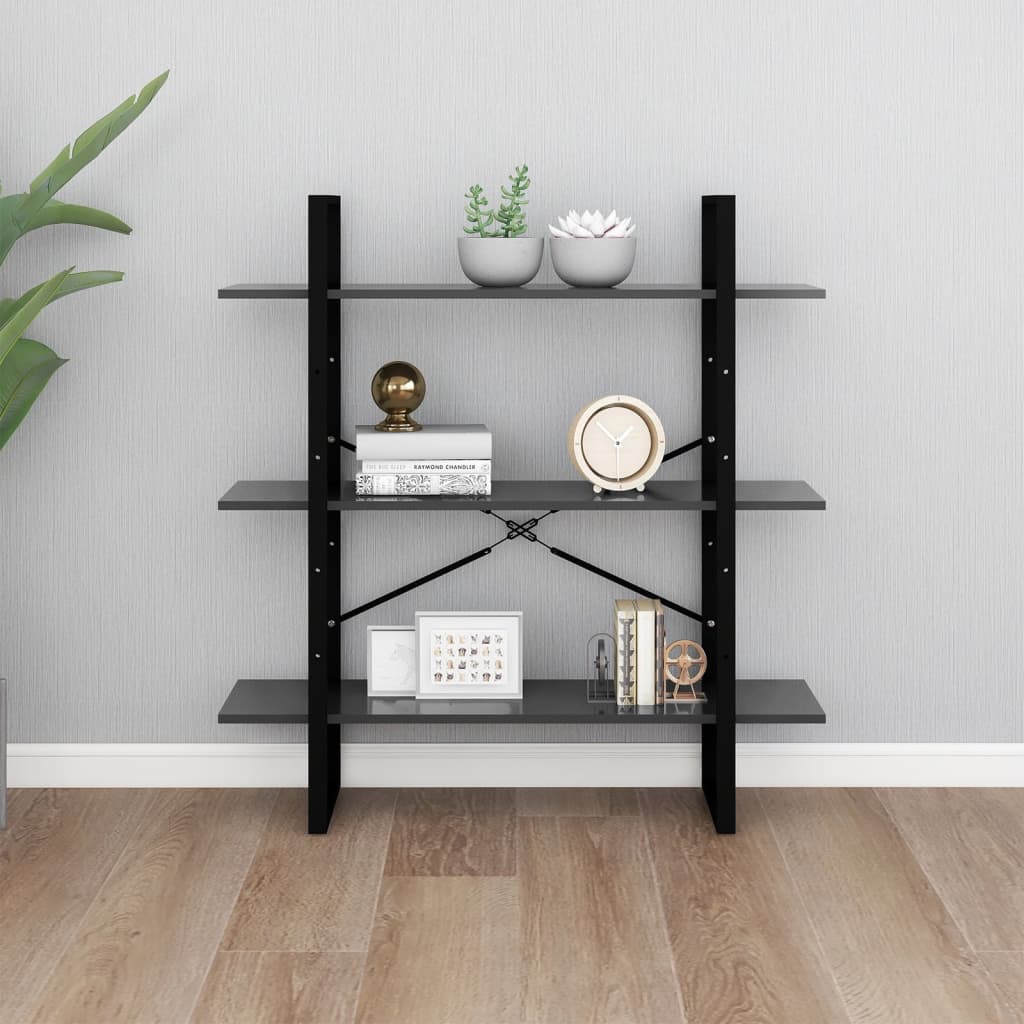 Bookshelf Grey 100x30x105 cm Wood Material