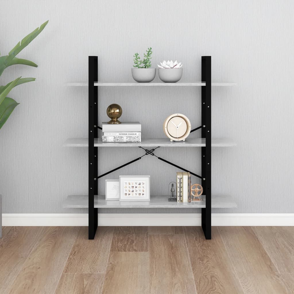 Bookshelf Concrete Grey 100x30x105 cm Wood Material