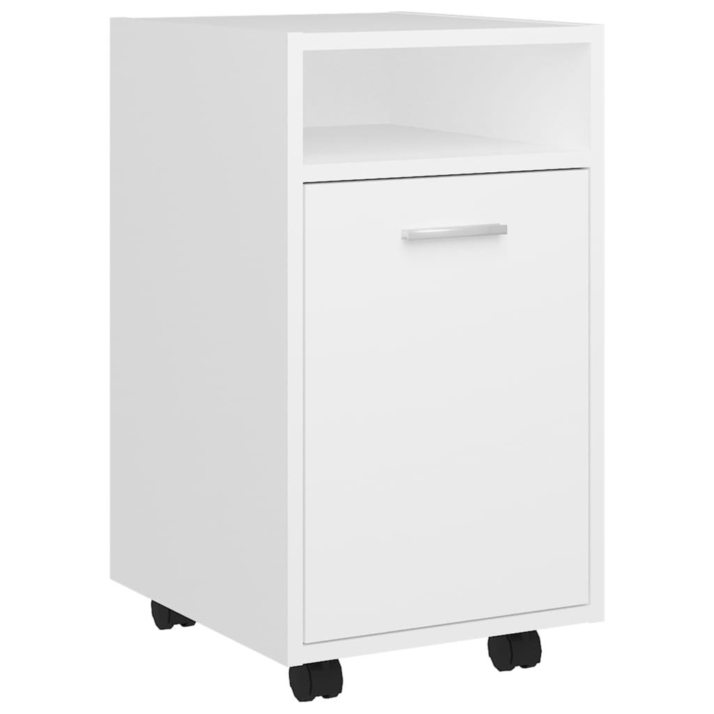 Side Cabinet with Wheels White 33x38x60 cm Wood Material