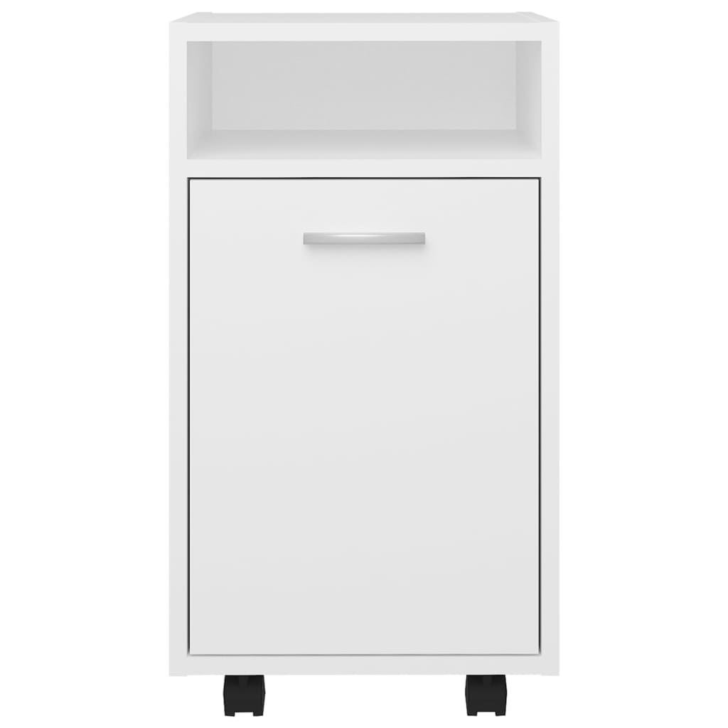 Side Cabinet with Wheels White 33x38x60 cm Wood Material