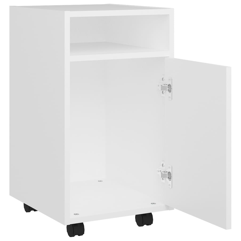 Side Cabinet with Wheels White 33x38x60 cm Wood Material