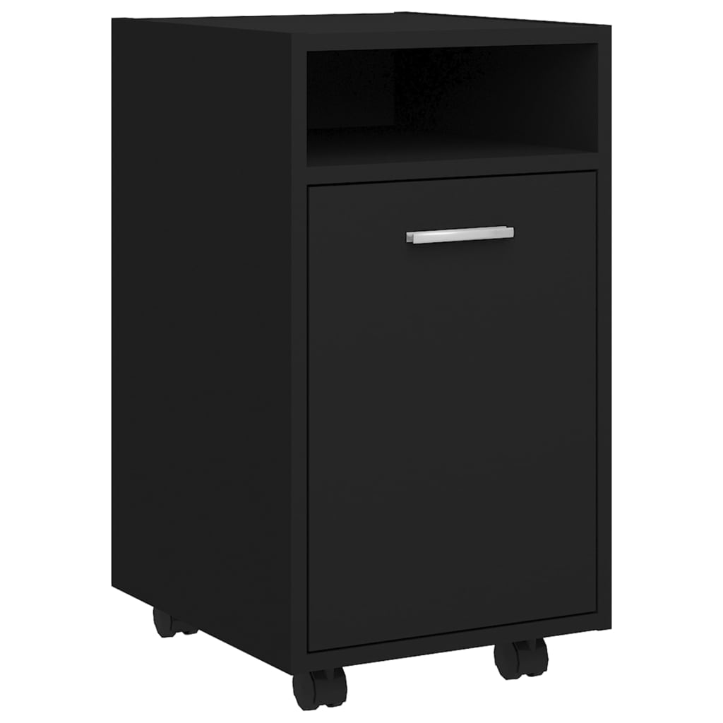 Side Cabinet with Wheels Black 33x38x60 cm Wood Material