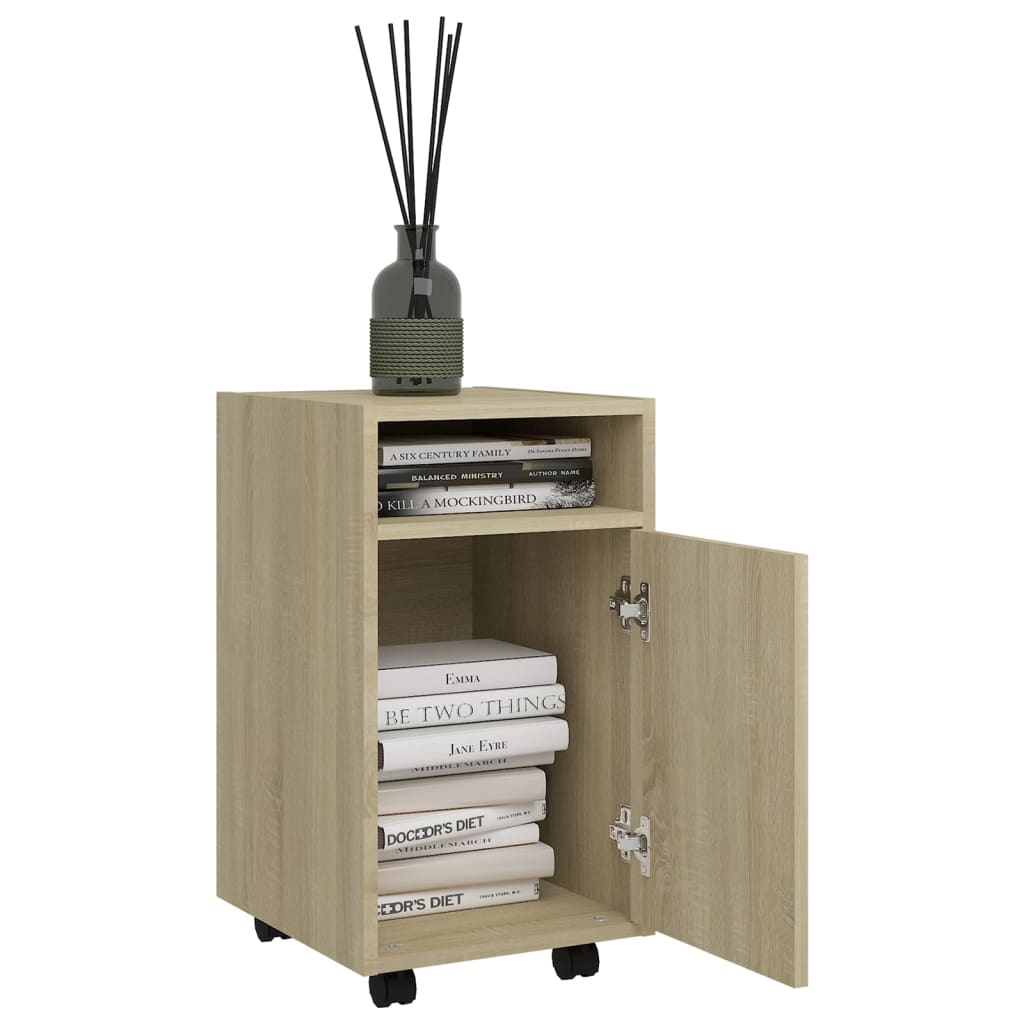 Side Cabinet with Wheels Sonoma Oak 33x38x60 cm