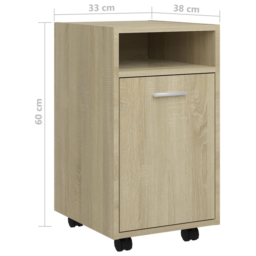 Beistellschrank mit Rollen Sonoma-Eiche 33x38x60 cm