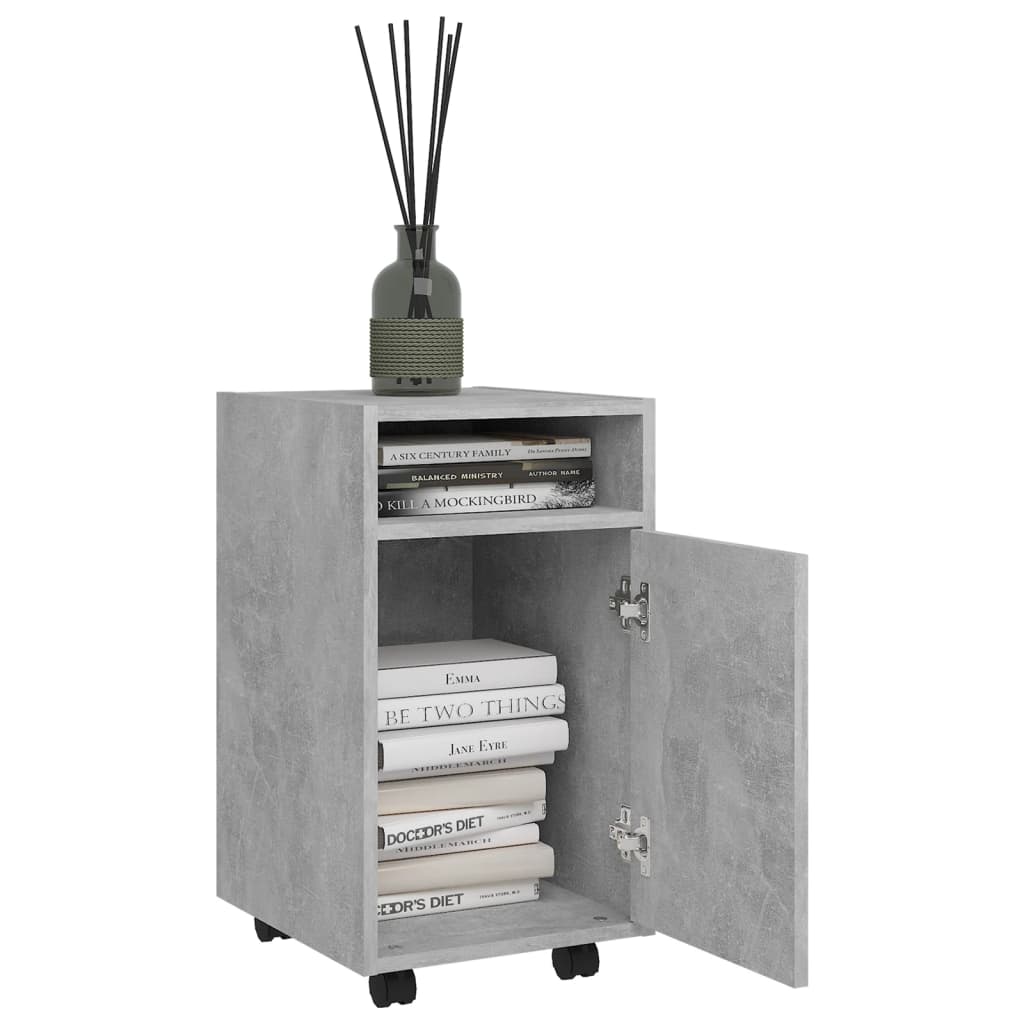 Side Cabinet with Wheels Concrete Grey 33x38x60 cm Wood Material