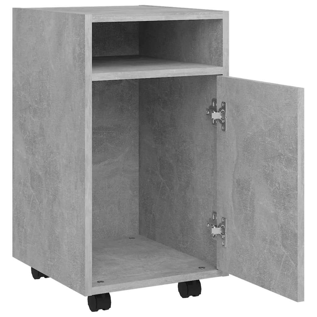 Side Cabinet with Wheels Concrete Grey 33x38x60 cm Wood Material