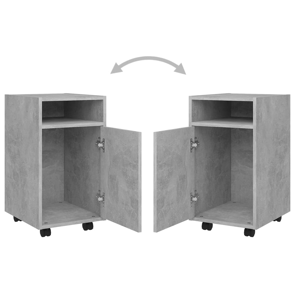 Side Cabinet with Wheels Concrete Grey 33x38x60 cm Wood Material