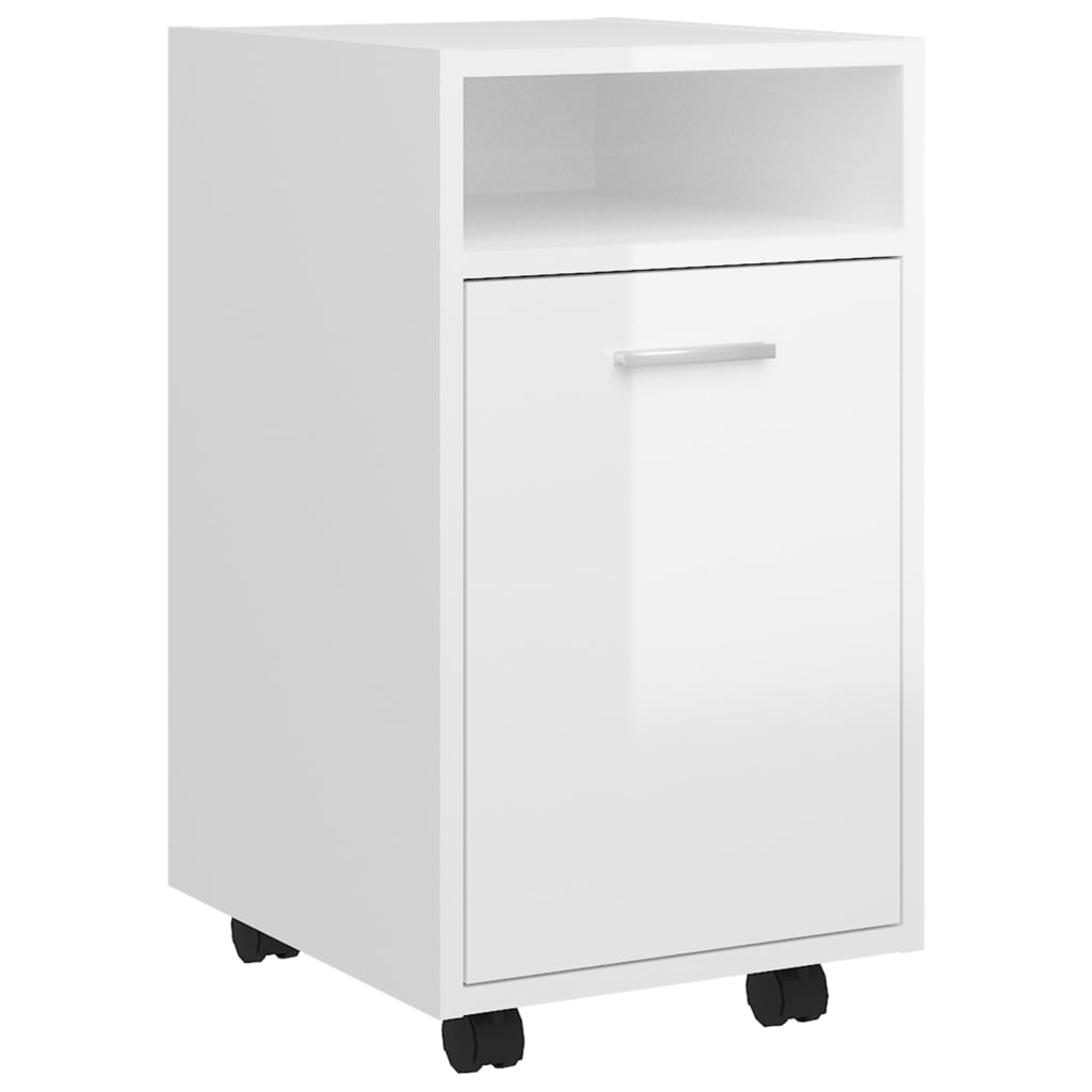 Side Cabinet with Wheels High Gloss White 33x38x60 cm