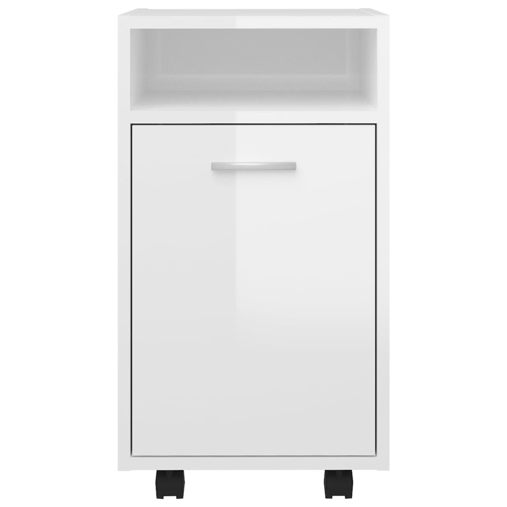 Side Cabinet with Wheels High Gloss White 33x38x60 cm