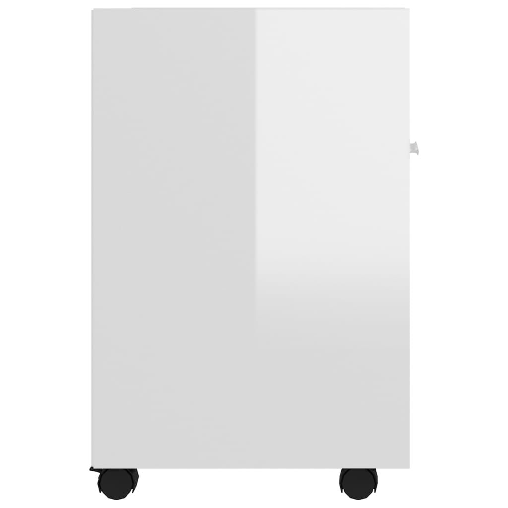 Side Cabinet with Wheels High Gloss White 33x38x60 cm