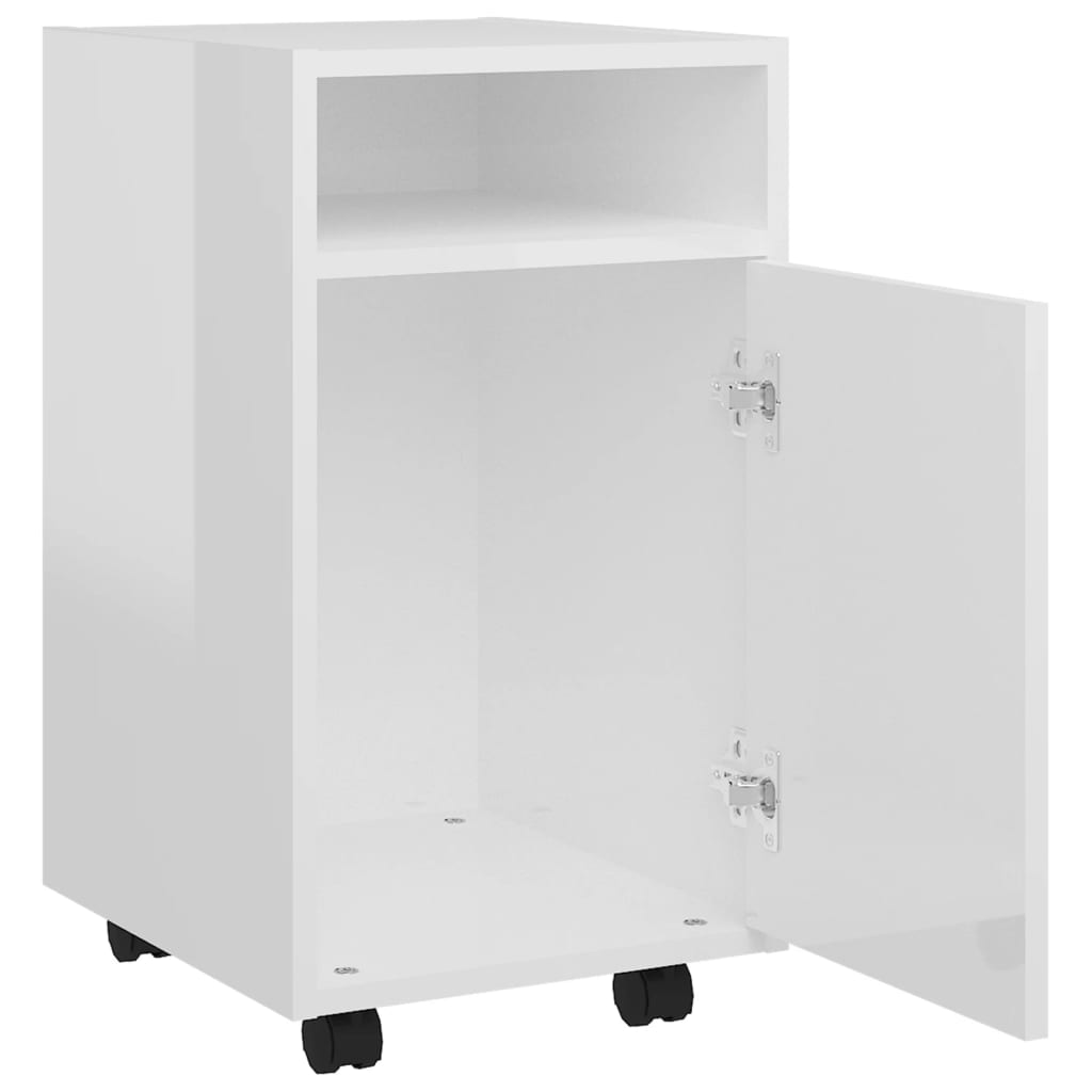 Side Cabinet with Wheels High Gloss White 33x38x60 cm