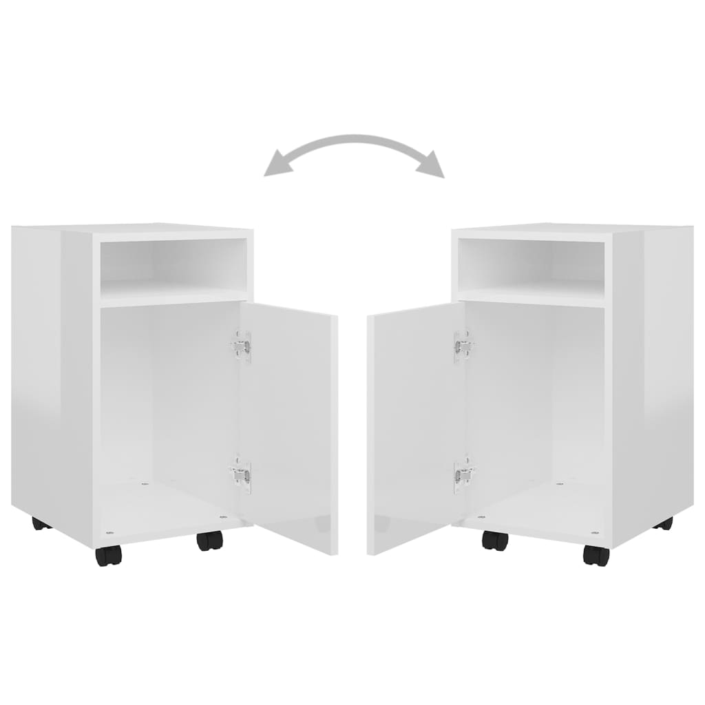 Side Cabinet with Wheels High Gloss White 33x38x60 cm