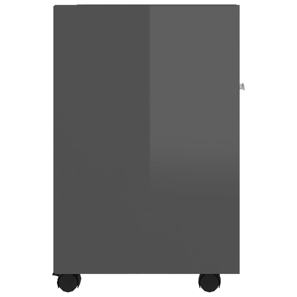 Side Cabinet with Wheels High Gloss Grey 33x38x60 cm