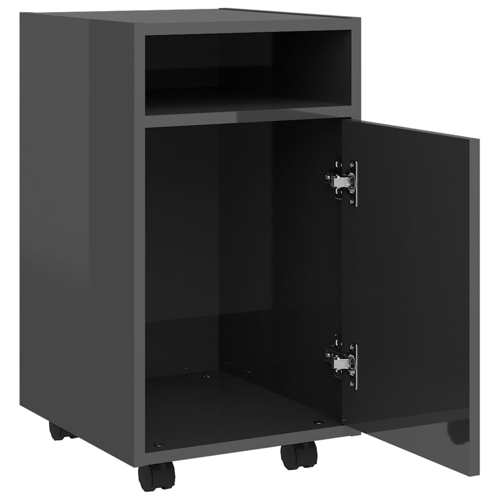 Side Cabinet with Wheels High Gloss Grey 33x38x60 cm