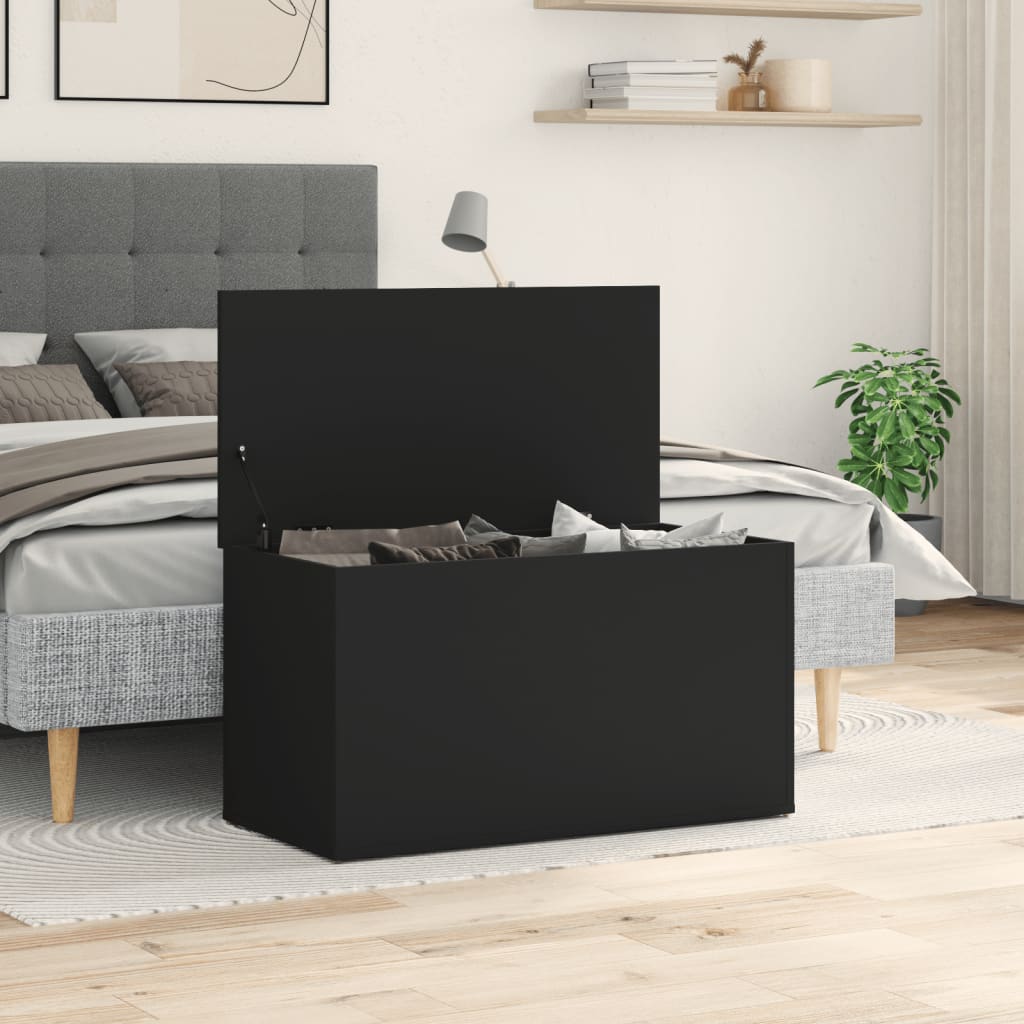 Storage Chest Black 84x42x46 cm Wood Material