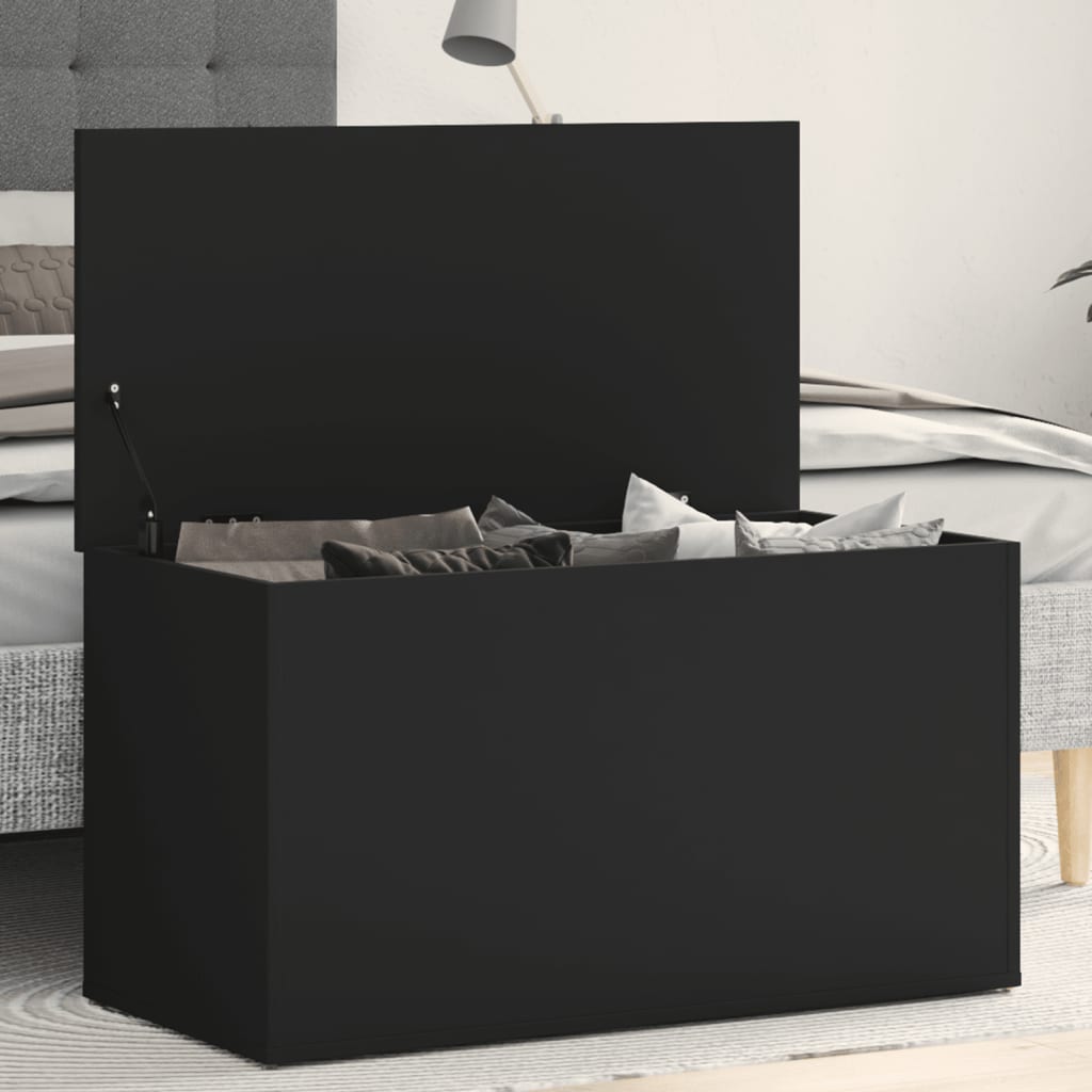 Storage Chest Black 84x42x46 cm Wood Material