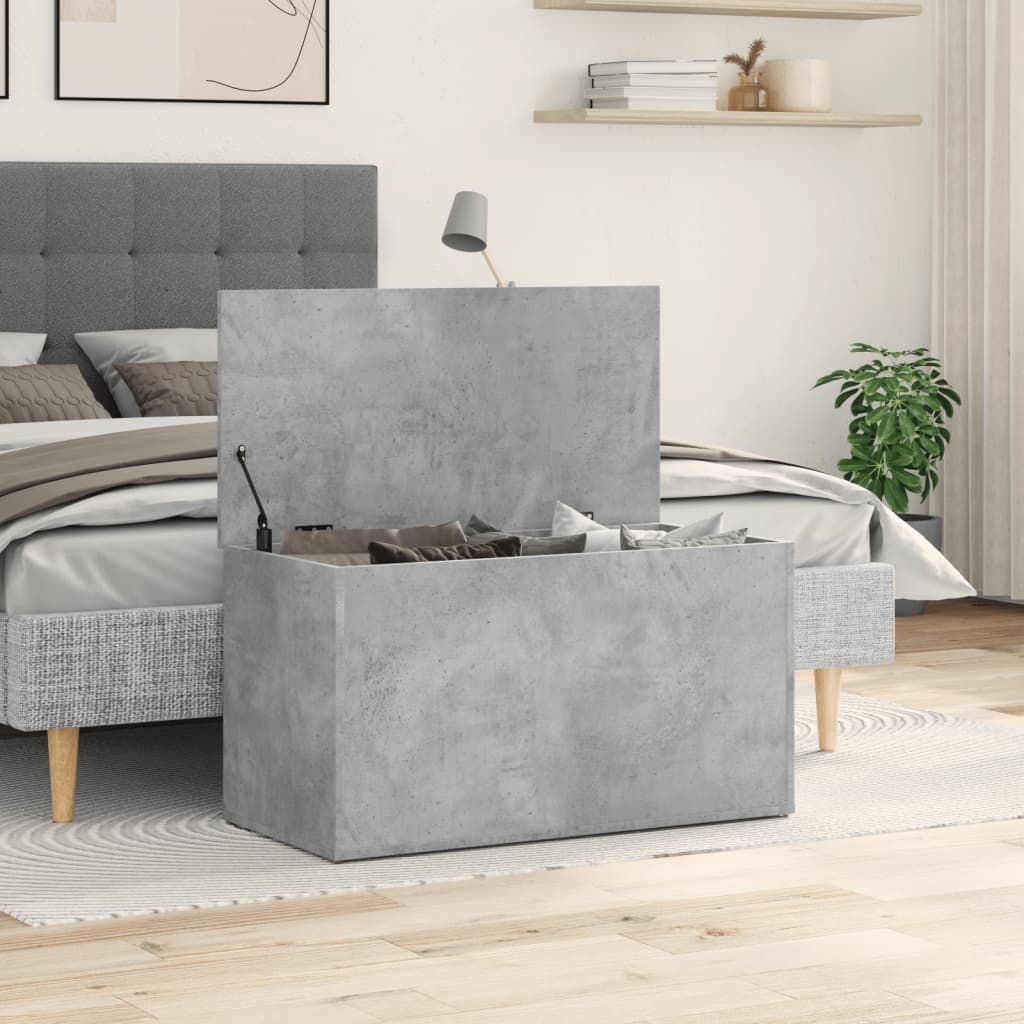 Storage chest concrete grey 84x42x46 cm wood material