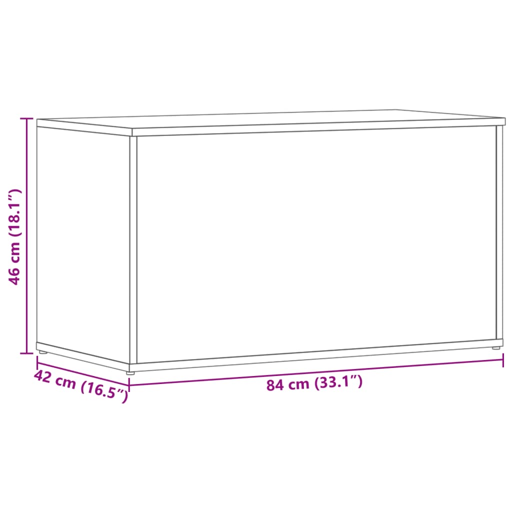 Storage chest concrete grey 84x42x46 cm wood material