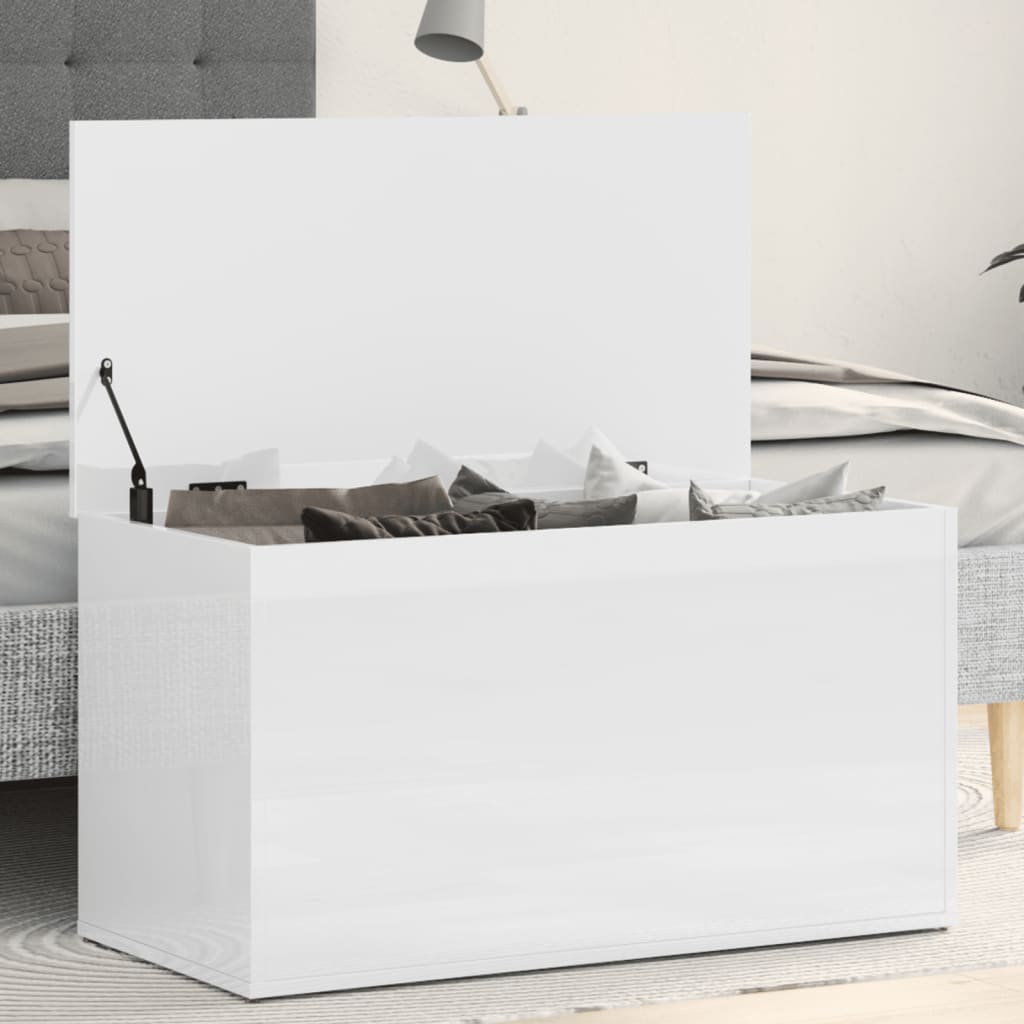 Storage chest high gloss white 84x42x46 cm wood material