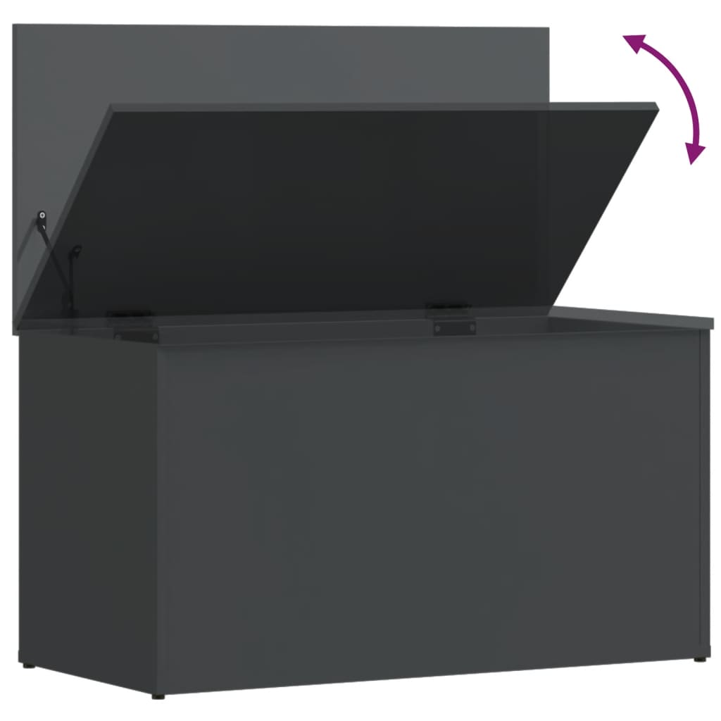 Storage Chest High Gloss Grey 84x42x46 cm Wood Material