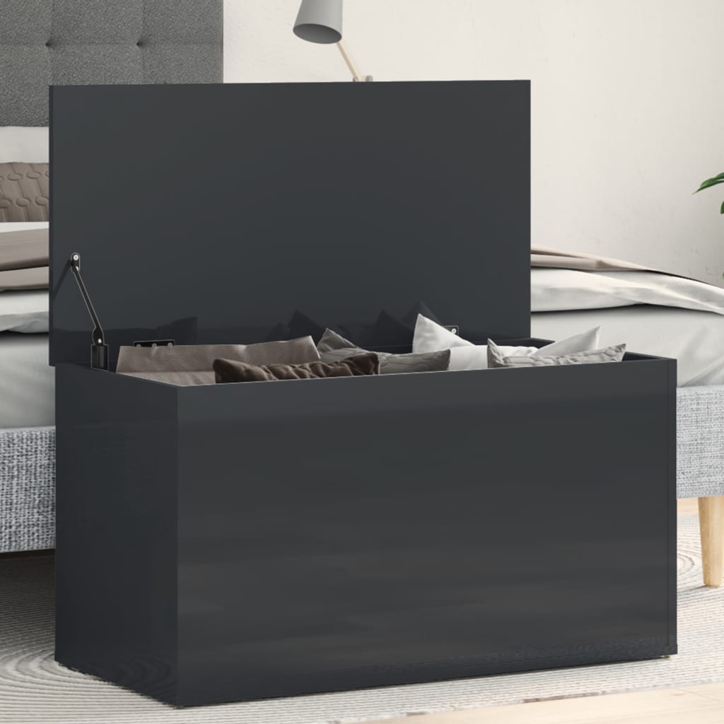 Storage Chest High Gloss Grey 84x42x46 cm Wood Material