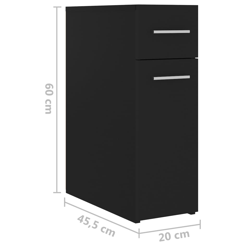 Apothecary Cabinet Black 20x45.5x60 cm Wood Material