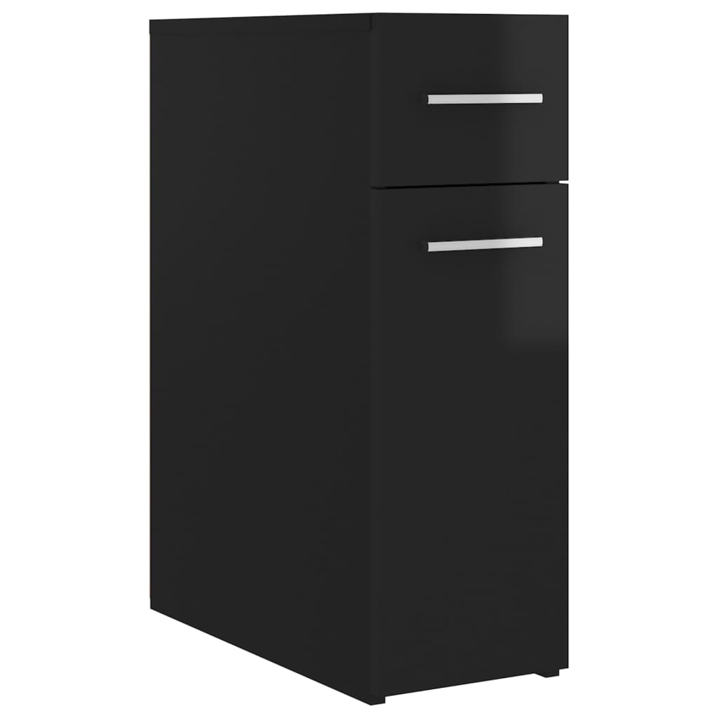 Apothecary Cabinet High Gloss Black 20x45.5x60 cm Wood Material