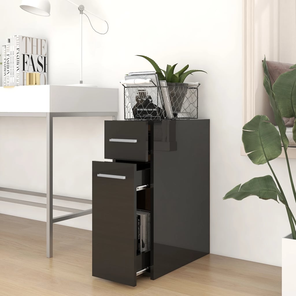 Apothecary Cabinet High Gloss Black 20x45.5x60 cm Wood Material