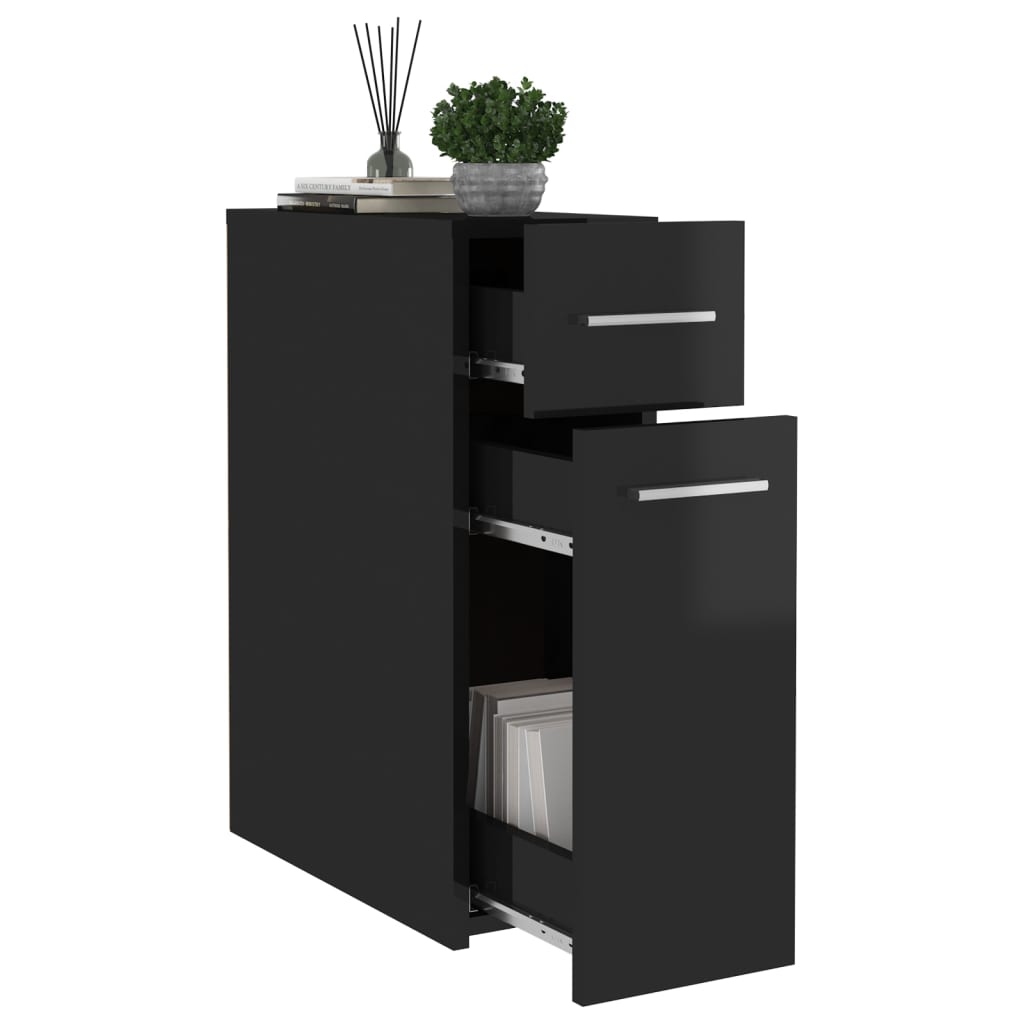 Apothecary Cabinet High Gloss Black 20x45.5x60 cm Wood Material