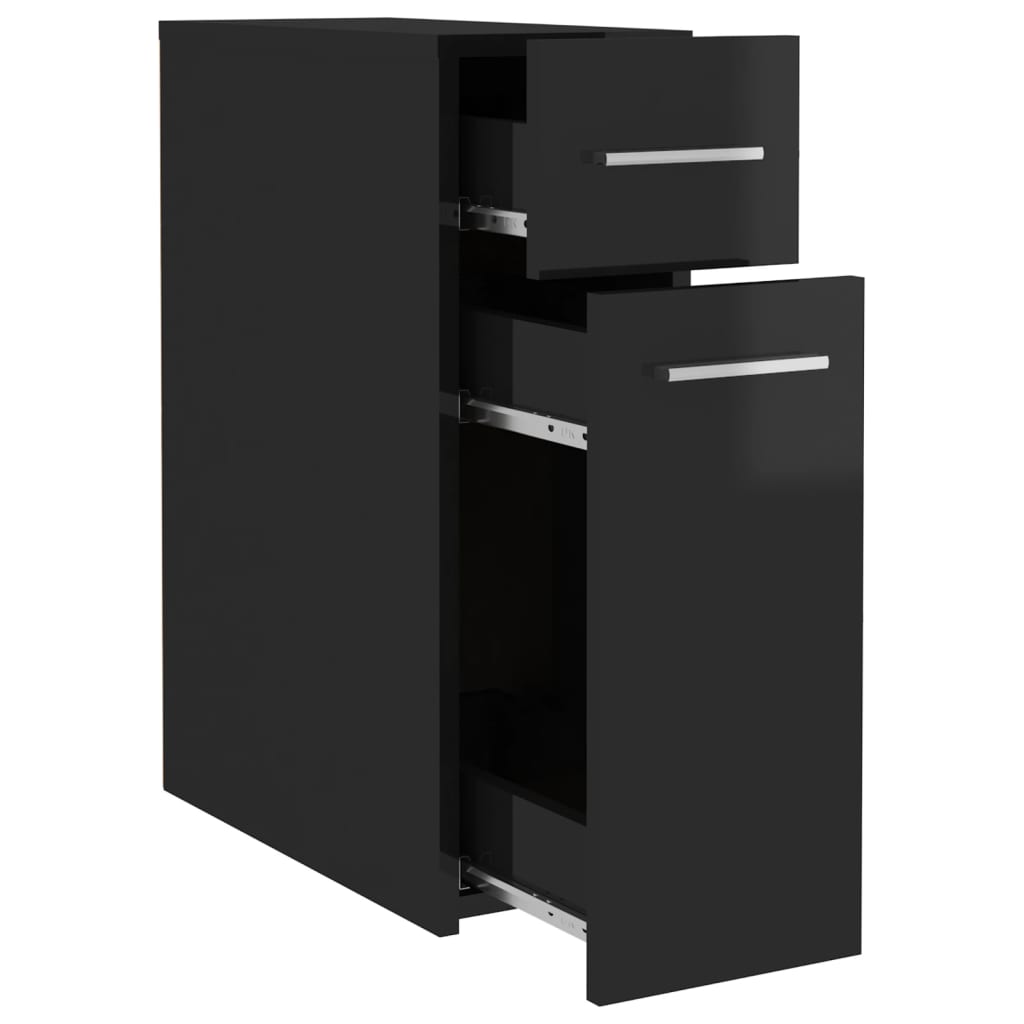 Apothecary Cabinet High Gloss Black 20x45.5x60 cm Wood Material