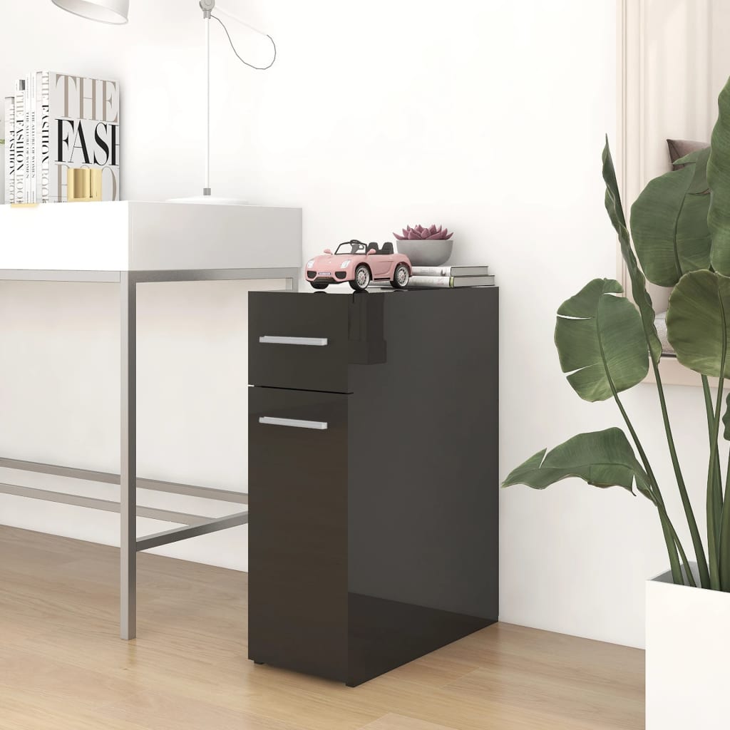 Apothecary Cabinet High Gloss Black 20x45.5x60 cm Wood Material