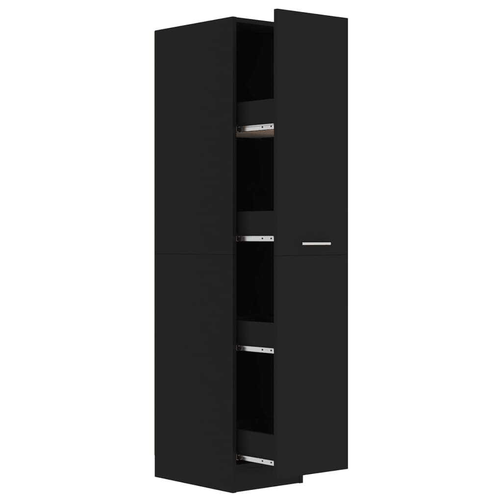 Apothecary Cabinet Black 30x42.5x150 cm Wood Material