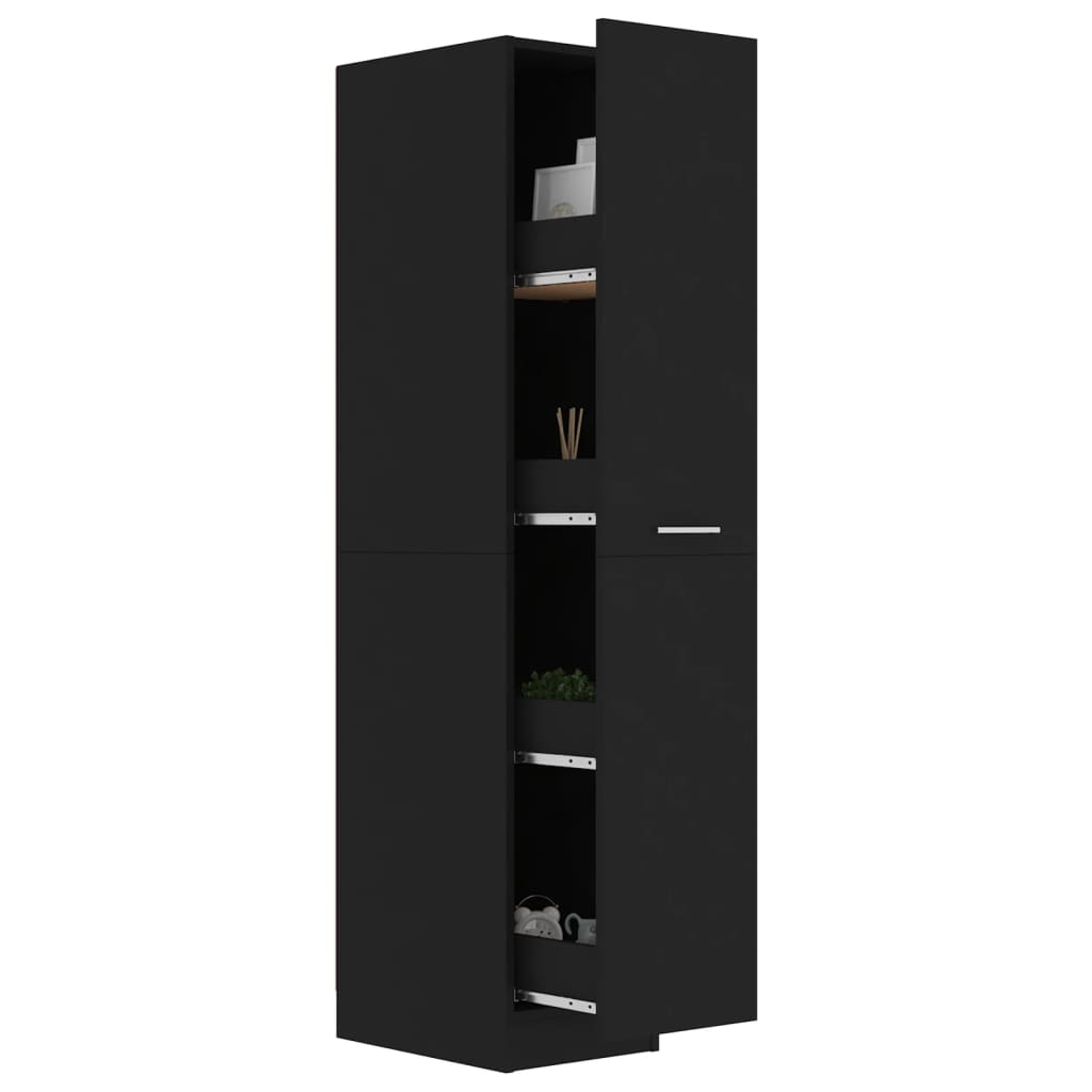 Apothecary Cabinet Black 30x42.5x150 cm Wood Material