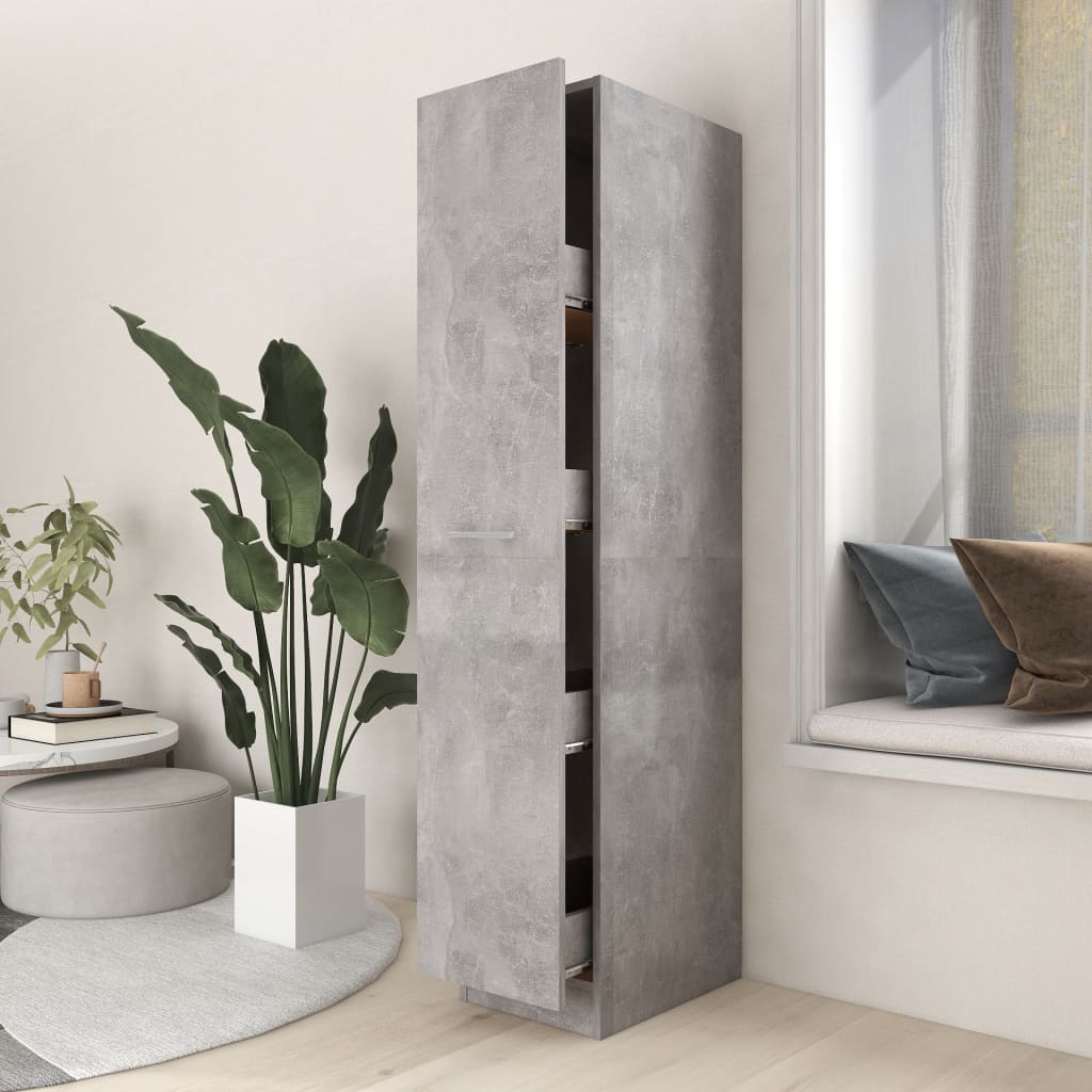 Apothecary Cabinet Concrete Grey 30x42.5x150 cm Wood Material