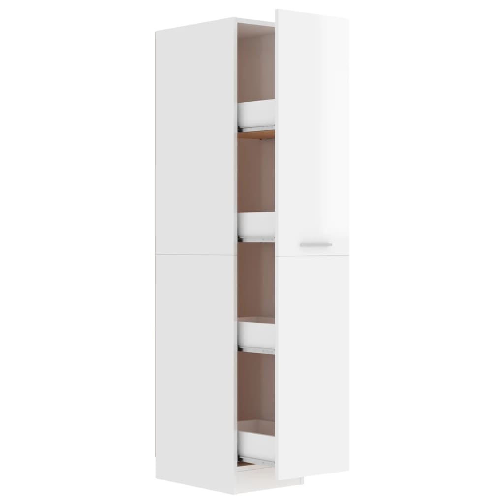 Apothecary Cabinet High Gloss White 30x42.5x150 cm Wood Material