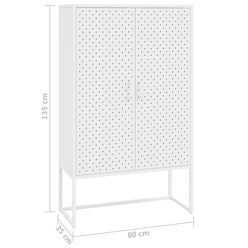 Highboard Weiß 80x35x135 cm Stahl