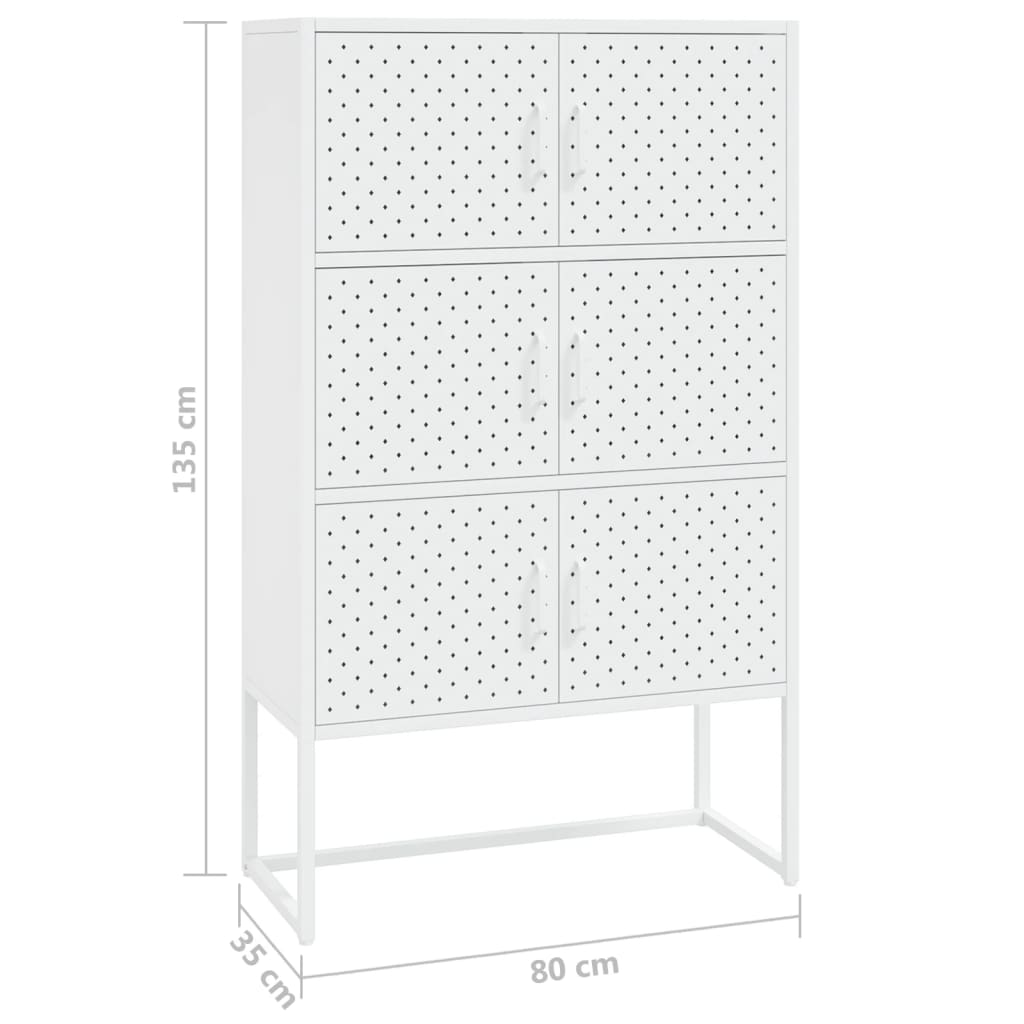 Highboard Weiß 80x35x135 cm Stahl