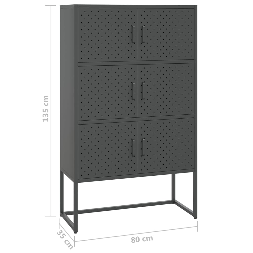 Highboard Anthrazit 80x35x135 cm Stahl