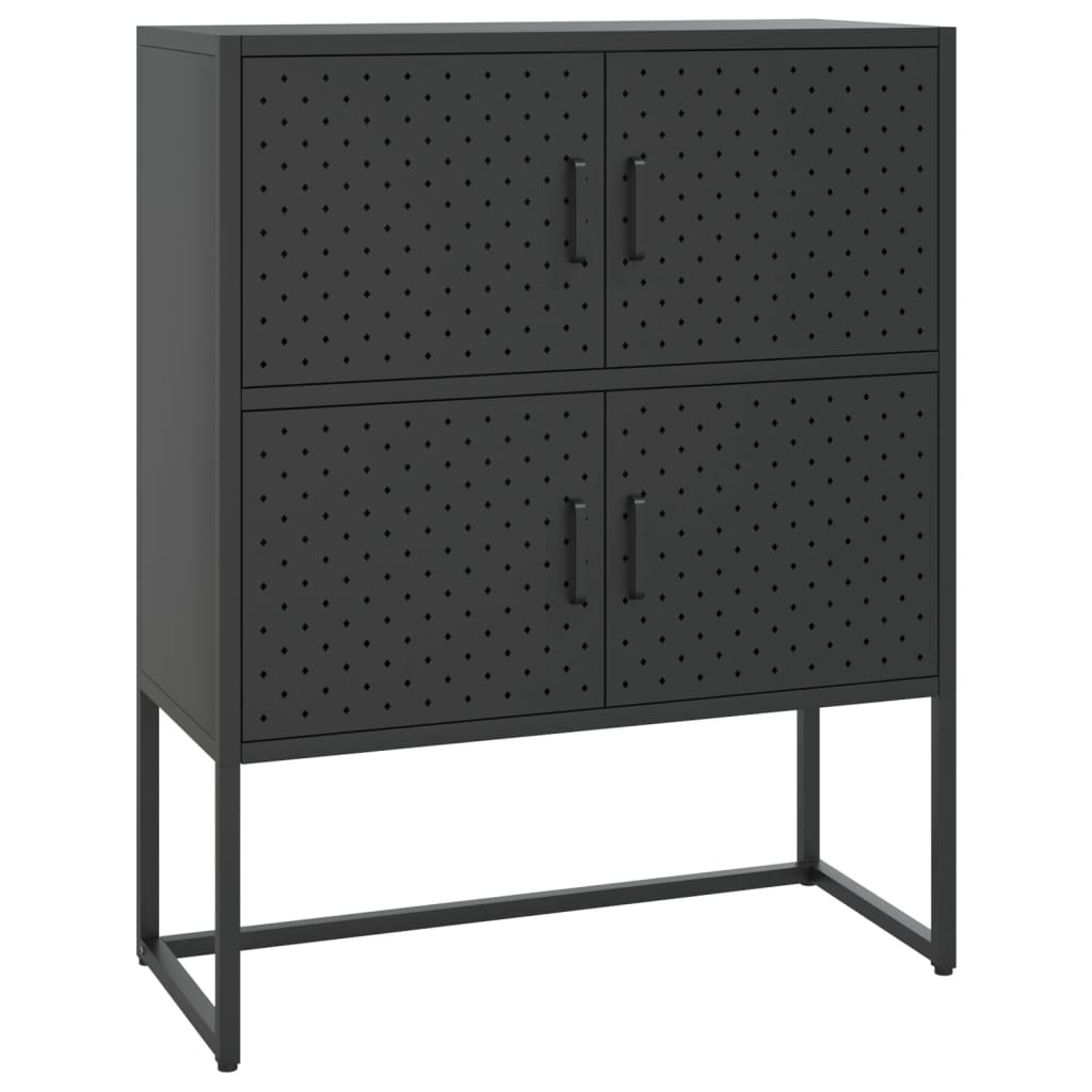 Highboard Schwarz 80x35x100 cm Stahl