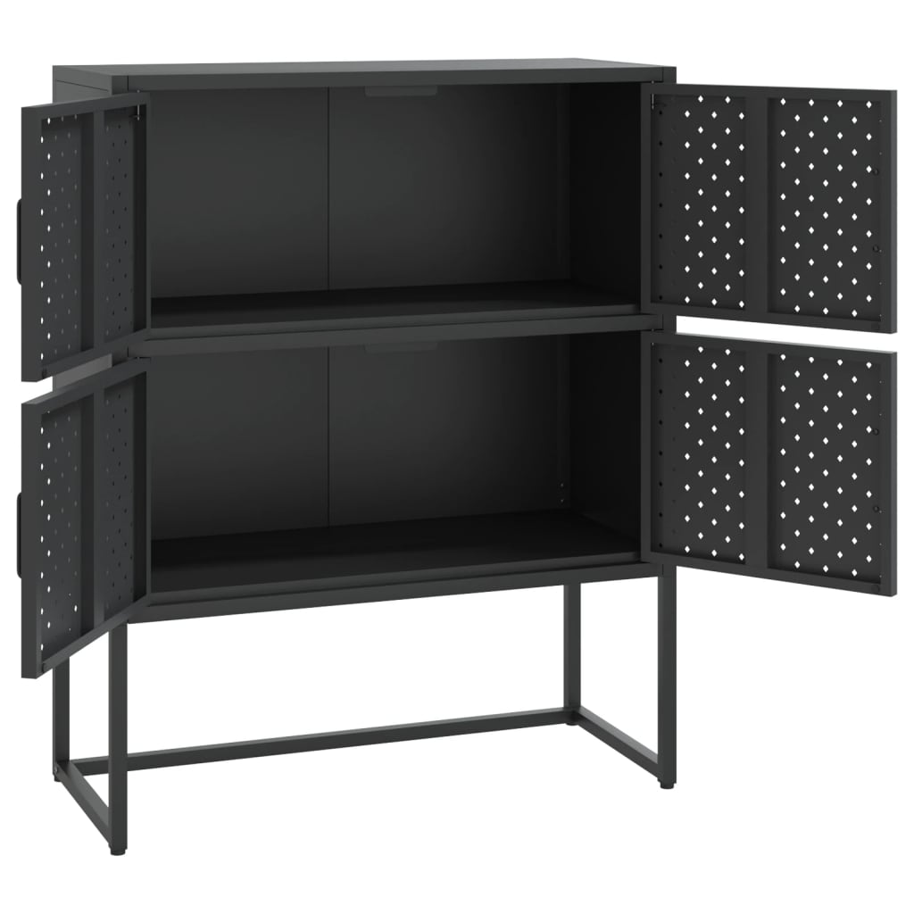 Highboard Schwarz 80x35x100 cm Stahl