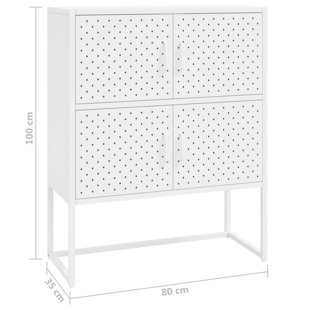 Highboard Weiß 80x35x100 cm Stahl