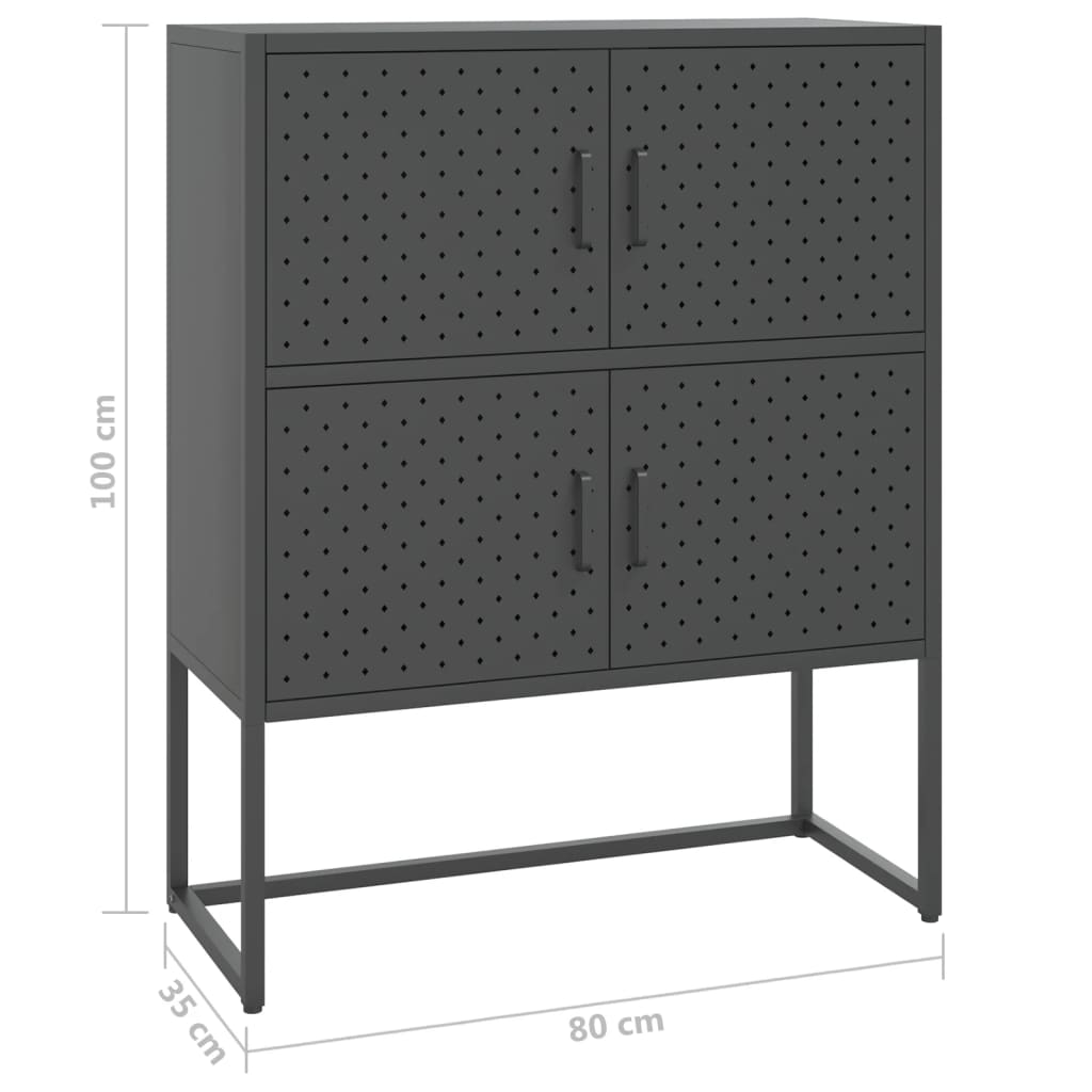 Highboard Anthrazit 80x35x100 cm Stahl