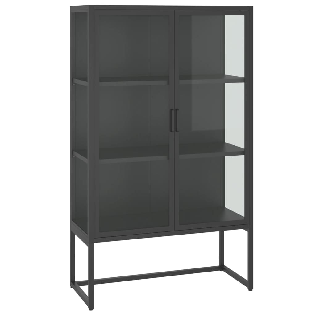 Highboard Anthrazit 80x35x135 cm Stahl und Gehärtetes Glas