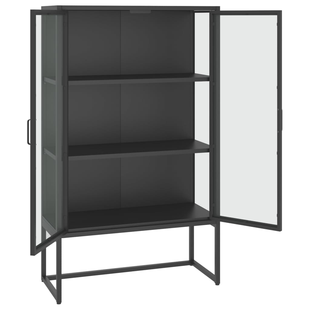 Highboard Anthrazit 80x35x135 cm Stahl und Gehärtetes Glas