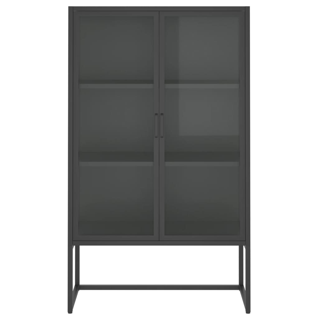 Highboard Anthrazit 80x35x135 cm Stahl und Gehärtetes Glas